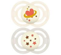 Sucettes-MAM 2 Sucettes Perfect Nuit Tendance Dès 18 mois (Modèle : Blanc et Gris)