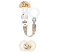 Sucettes-Mam Kit Sucette & Attache-Sucette - 6+ Mois - Silicone (Couleur : Beige)