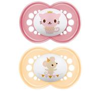 Sucettes-MAM Sucette Original Animaux - 6+ Mois - Silicone - X2 (Modèle : Chat et Souris)