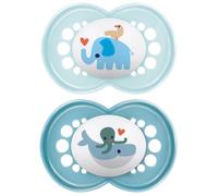Sucettes-MAM Sucette Original Classique - 18+ Mois - Silicone - X2 (Modèle : Éléphant et Baleine)