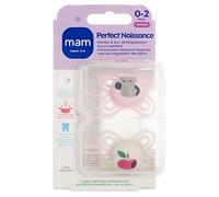 Sucettes-MAM Sucette Perfect Naissance - 0-2 Mois - Silicone - X2 (Modèle : Chat et Pomme)