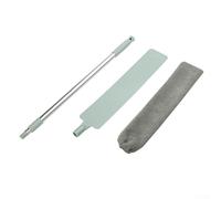 Suceur plat et brosse de balayage avec manche télescopique en alliage d'aluminium, housse en microfibre pour piéger efficacement la poussière et les débris (A)