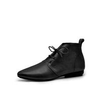 SUCHETA Bottes Courtes rétro à Bout Pointu Femme Bottes Plates Bottes Simples Quatre Saisons Style Anglais Bottes de Cheville à Lacets en Cuir Souple Chelsea Bottes