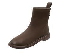 SUCHETA Bottes d'automne et d'hiver en Cuir Souple à élastique Fin Style Britannique Rétro à tête Ronde Bottes de Chelsea Bottes de Mode et de Cheville décontractées pour Femmes