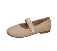 SUCHETA Chaussures Mary Jane Plates à Talons Bas en Perle pour Femmes Petites Chaussures en Cuir Douces Chaussures de fée à Cent Jupes Chaussures Simples Confortables