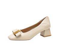SUCHETA Femmes Tempérament Bouche Shallow Chaussures Mode Talon Moyen Talons Hauts Fond Souple Carrière Chaussures Femmes Noirs Petites Chaussures en Cuir