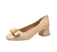 SUCHETA Femmes Tempérament Bouche Shallow Chaussures Mode Talon Moyen Talons Hauts Fond Souple Carrière Chaussures Femmes Noirs Petites Chaussures en Cuir