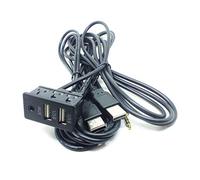 SUCHUANGUANG 1.5M Voiture Tableau de Bord encastré Panneau de Port USB AUX Double câble d'extension USB Adaptateur câble d'extension en Plastique Noir