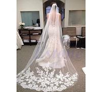 SUCHUANGUANG 1 Couche Blanche cathédrale Longueur Dentelle Bord mariée Mariage mariée Longue Voile + Peigne Blanc, Dentelle/Polyester Femmes Voile