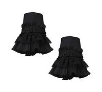 SUCHUANGUANG Gothique Rétro Noir Manches Amovibles Faux Poignets Multi Couche Dentelle Patchwo