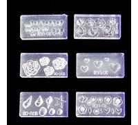 SUCHUANGUANG Lot de 6 mini moules à sculpture florale 3D en silicone transparent pour nail art