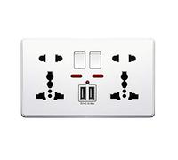 SUCHUANGUANG Multifonction UK 13A Prise Murale Bouton Poussoir 2.1A Double USB Ports de Charge Prise Murale Bouton
