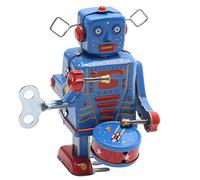 SUCHUANGUANG rétro Horloge remontage métal Marche Robot Jouet Vintage à Collectionner Enfants Cadeau Fer Robot Bleu Fer Blanc