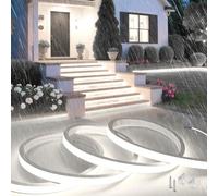 SUCIKORIO 20m Neon Ruban LED Exterieur 220V Sans Fil, Silicone Néon Bandeau Led Etanche Ignifuger IP65 Bande Lumineuse LEDs Sans Transformateur Flexible Blanche 6000K Recoupable Pour Cuisine, Chambre