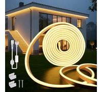 SUCIKORIO 5m Neon Ruban LED Bandeau 220V Extérieur Etanche IP65 Flexible | Blanc Chaud 3000K Néon Bande Led Lumiere Découpable Led Strip Avec Alimentation Pour Cuisine, Chambre, Pergola Bioclimatique