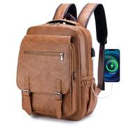 SUCIKORIO Cuir Sac à Dos de Voyage 40x30x15cm Air France British Airways Wizzair Vueling Bagage Avion Cabine Sous le Siege, Imperméable Sac à Dos Ordinateur Portable 15,6 Pouces Avec Interface USB