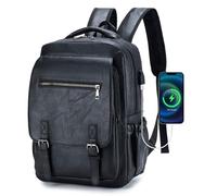 SUCIKORIO Cuir Sac à Dos de Voyage 40x30x15cm Air France British Airways Wizzair Vueling Bagage Avion Cabine Sous le Siege, Imperméable Sac à Dos Ordinateur Portable 15,6 Pouces Avec Interface USB