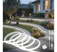 SUCIKORIO Neon Bandeau Led COB Exterieur 2m Silicone Néon Ruban LED 220V Exterieur Etanche Ignifuger IP65 Bande LEDs DIY Flexible Blanc Froid 6000K Découpable Rubans à Leds 120LED/m Avec Alimentation