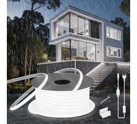 SUCIKORIO Neon Bandeau Led Exterieur 10m Silicone COB Néon Ruban LED 220V Exterieur Etanche Ignifuger IP65 Bande LEDs DIY Flexible Blanc Froid 6000K Découpable Rubans à Leds 120LED/m Avec Alimentation