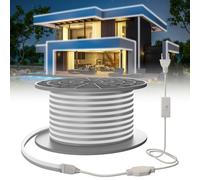 SUCIKORIO Neon Bandeau Led Exterieur 20m, Néon Ruban LED 220V Exterieur Etanche IP65 Imperméable Lumiere Bande LEDs Flexible Blanc Froid 6000K Découpable Rubans à Leds 120LED/m Avec Alimentation