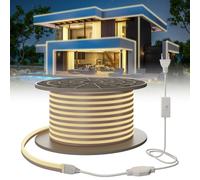 SUCIKORIO Neon Ruban LED Exterieur 15m Blanc Naturel 4000K Néon Bandeau Led 220V Exterieur Etanche IP65 Imperméable Bande LEDs DIY Flexible Découpable Rubans à Leds 120LED/m Avec Alimentation