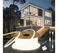 SUCIKORIO Neon Ruban LED Exterieur 20m, Silicone Ronde Néon COB Bandeau Led 220V Etanche Ignifuger IP65 Bande LEDs Flexible Blanc Naturel 4000K Découpable Rubans à Leds 120LED/m Avec Alimentation