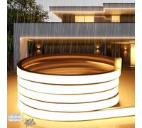 SUCIKORIO Neon Ruban LED Exterieur 30m, Silicone Néon Bandeau Led 220V Exterieur Etanche Ignifuger IP65 Bande-LED DIY Flexible Blanc Chaud 3000K Découpable Rubans à Leds 120LED/m Avec Alimentation