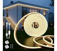 SUCIKORIO Neon Ruban LED Exterieur 5m Blanc Naturel 4000K Néon Bandeau Led 220V Exterieur Etanche IP65 Imperméable Bande LEDs DIY Flexible Découpable Rubans à Leds 120LED/m Avec Alimentation