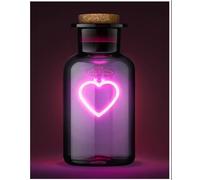Suck UK Love Potion Bouteilles en verre en forme de cœur néon | Lampe de table et lampes de chevet sans fil rose | Accessoires de chambre et lampe de chevet rose | Accessoires de chambre de fille et