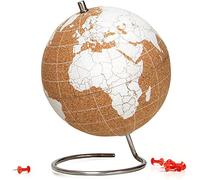 SUCK UK SK CORKGLOBE6 Globe Blanc Mini en liège Punsaisez Vos Voyages, Vos Aventures et Vos Souvenirs, Métal (Acier Inoxydable)