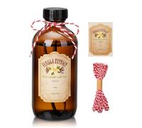 Suclain Lot de 3 bouteilles Boston rondes en verre ambré pour extrait de vanille fait maison et extrait de vanille autocollant pour sirop, cadeau, boîte de conservation des aliments pour sauce,