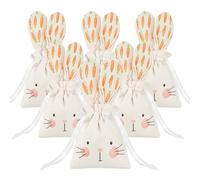 Sucrain Lot de 6 sacs cadeaux de Pâques avec oreilles de lapin avec cordons de serrage réutilisables en toile de jute pour goûter de Pâques