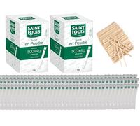 Sucre Blanc en Poudre SAINT LOUIS - 1000 Bûchettes 4 g (4 kg) avec Agitateurs en Bois - Idéal pour Professionnels - Offre Spéciale