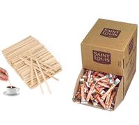 Sucre Cassonade en Poudre SAINT LOUIS - 500 bûchettes de sucre roux cristallisé individuels de 5g (2,5kg) avec agitateurs en bois - Idéal pour Professionnels - Offre Spéciale