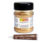 Sucre pailleté doré 160 g + 1 Stylo chocolat Scrapcooking