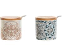 Sucrier Accueil ESPRIT Bleu Beige Rose Violet Bambou Dolomite 7,5 x 7,5 x 7,5 cm (2 pièces)