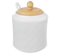 NEUF sucrier Orion WhiteLine 350ml blanc avec cuillère couvercle bambou porce...