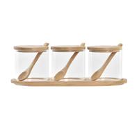 Sucrier DKD Home Decor Basique Transparent Naturel Bambou 3 Pièces 8,5 cm 29 x 10 x 10 cm