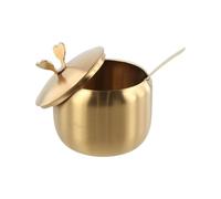 Sucrier en acier, pot à épices de grande capacité, petit récipient à condiments, pot d'assaisonnement pour cuisine, pot de rangement pour sucre avec couvercle et cuillère (250 ml, papillon doré)