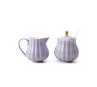 Sucrier en céramique, sucrier et Pot à Lait, ustensiles de Cuisine, Accessoires, sucrier avec Couvercle, Pot à Lait à Ouverture Pointue, Pot à Sucre (Violet S)