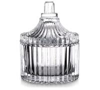 Sucrier en verre - EXCELLENT HOUSEWARE - 80 ml - 6,5 x 9 cm - Motifs décoratifs - Couvercle avec poignée