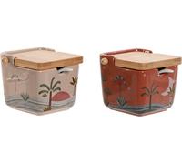 Sucrier Home ESPRIT Beige Rose Terracotta Violet Bambou Dolomite 7,5 x 7,5 x 7,5 cm (2 pièces)