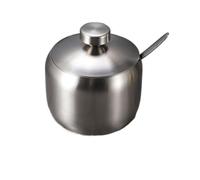 Sucrier, pot à épices de grande capacité, petit récipient à condiments, pot d'assaisonnement pour cuisine, pot de rangement pour sucre avec couvercle et cuillère (250 ml, perles rondes argentées)
