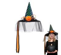 Sucritude Chapeau De Sorcière D'Halloween, Chapeau de Sorcière à Large Bord pour Fête, Accessoire Classique de Déguisement pour Utilisation Extérieur Intérieur Maison Jardin Fête Accessoires et
