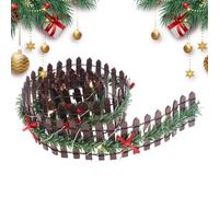 Sucritude Clôture de Noël Miniature - Barrière de Village en Bois 90 cm | Décoration de Bureau avec LED pour Jardin Féerique et Village de Noël