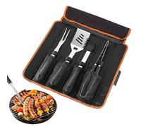 Sucritude Ensemble D'accessoires De Barbecue - Ustensiles en Acier Inoxydable Antiadhésif,Accessoires De Cuisson Multifonction avec Poignées Résistantes À La Chaleur pour Pique-Nique Plage Camping Et