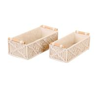 Sucritude Panier Rangement | 2 Pièces Panier À Couvertures Avec Poignée | Bac Tissu Coton Portable pour Serviettes Vêtements Couvertures,Organisation Maison Étagère Salon Placard Chambre