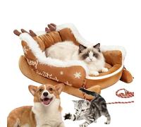Sucritude Petit Lit De Chien, Canapé Antidérapant avec Corde À Tirer, Lit Doux pour Chiot Nid De Fêtes Chat, pour Décoration De Intérieur Extérieur Salon Balcon Maison Fêtes Hiver