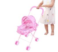 Sucritude Poussette Poupon,Poussette Réaliste avec Capote De Protection Solaire - Pliante Jouet | pour Filles Garçons Voyage Fête Anniversaire Maison