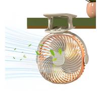 Sucritude Ventilateur Pince Compact, Petit Ventilateur de Bureau Rafraîchissant Avec Clip, Rafraîchisseur d'Air Silencieux avec Veilleuse Rechargeable 5 Vitesses pour Bureau Camping Poussette